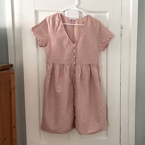 Linen-Blend Alexandra Button-Front Mini Dress